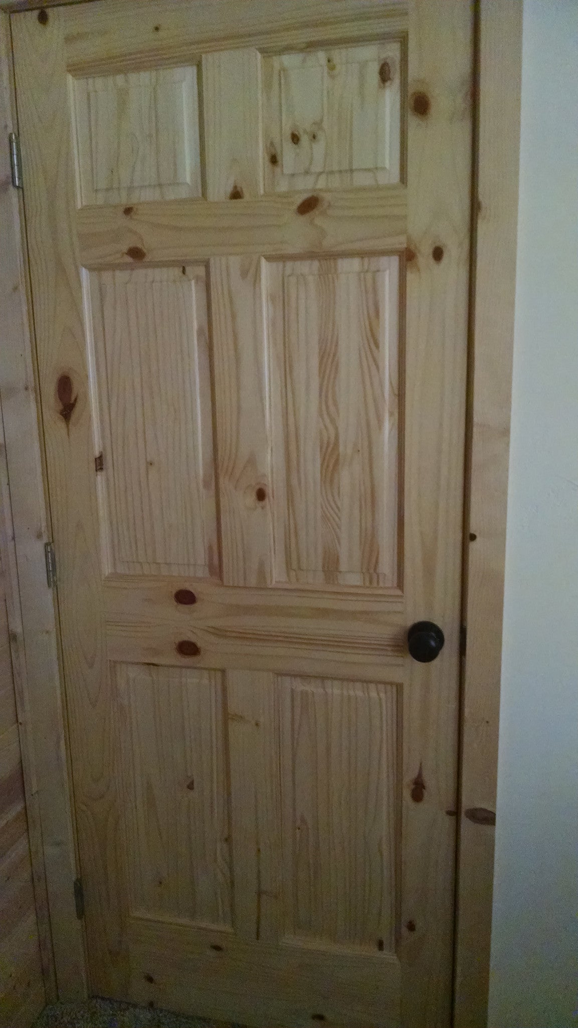 Customer Photos: Knotty Pine Doors for a California Log Cabin