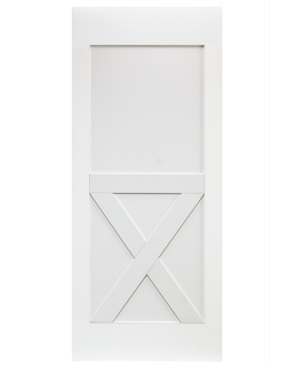 Puerta de granero con refuerzo en X a media altura (imprimada)