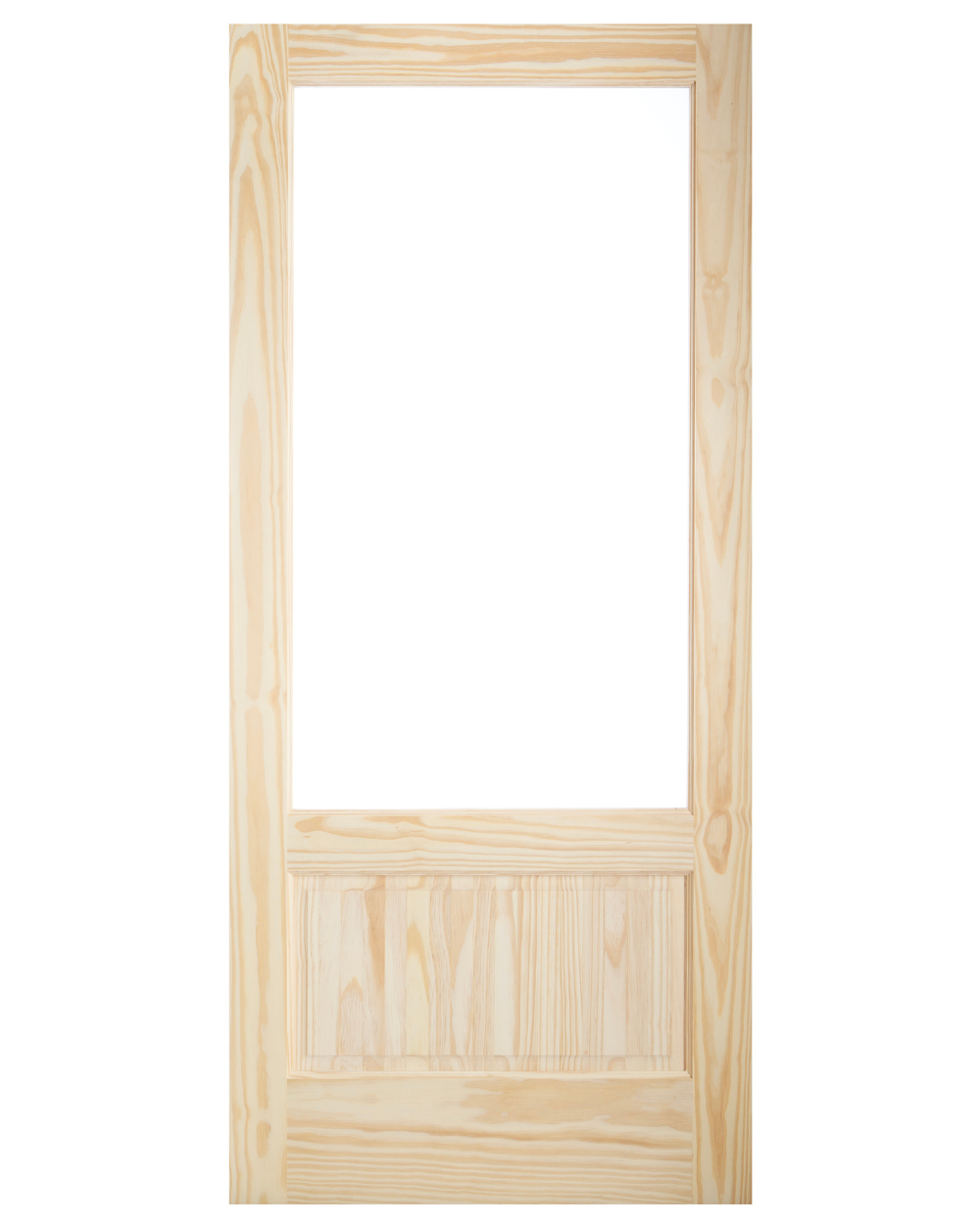3/4 Single Lite Glass Over Raised Panel Pine Wood Exterior Door - Image 1