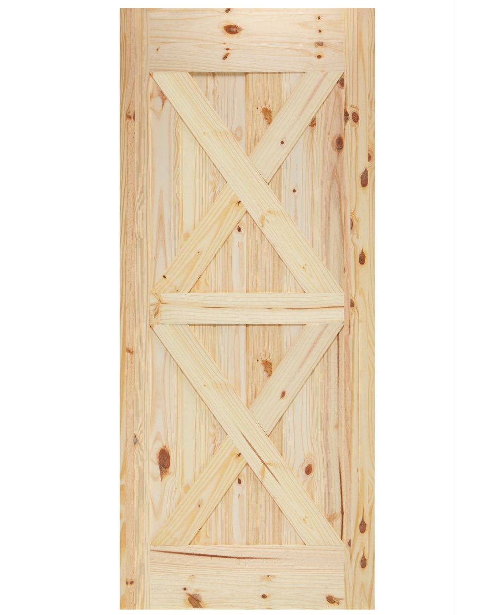 Double X-Brace V-Groove Knotty Pine Barn Door - Image 1