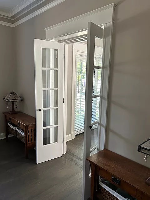 5 Lite Clear Glass Narrow French Primed Wood Interior Door - Image 6