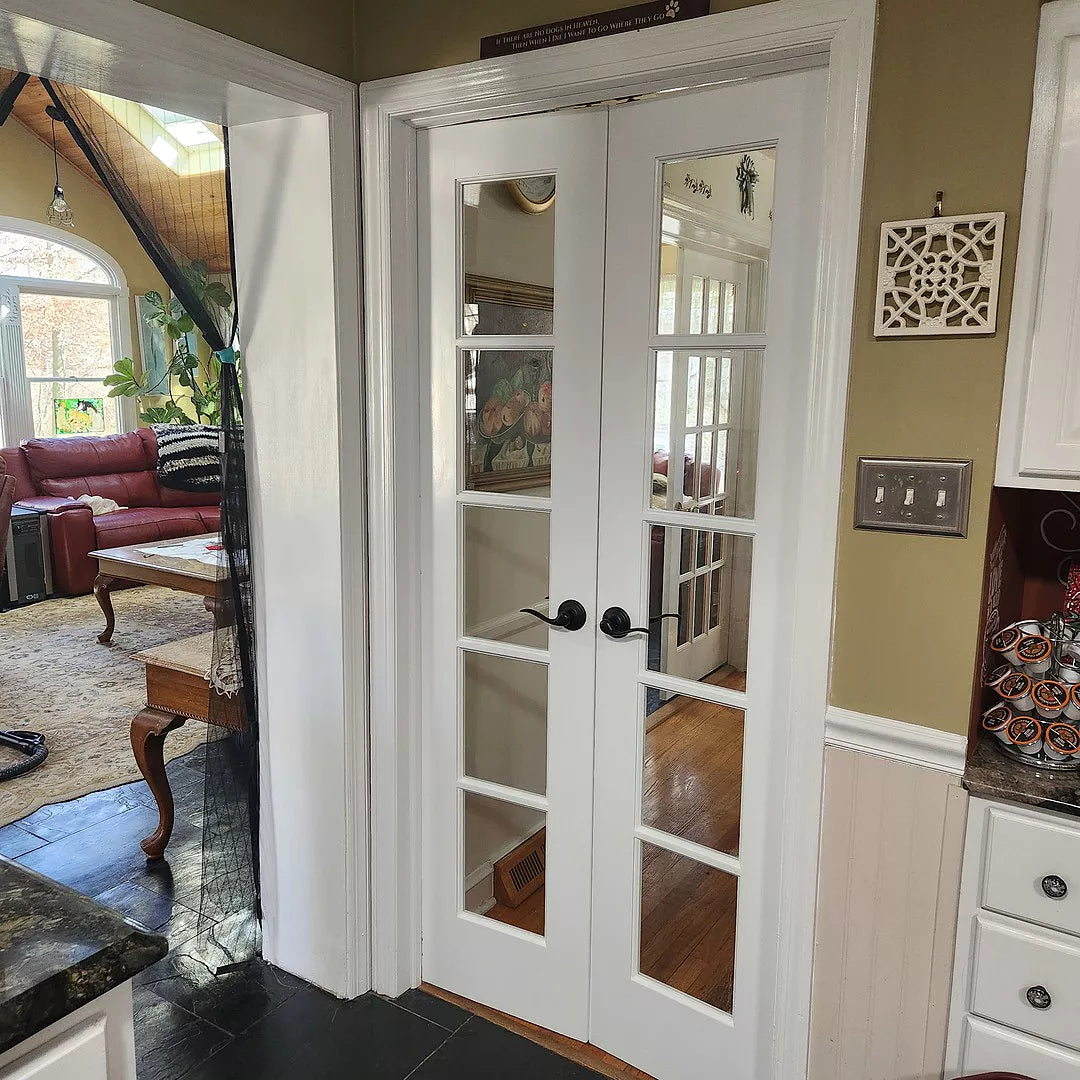 5 Lite Clear Glass Narrow French Primed Wood Interior Door - Image 3