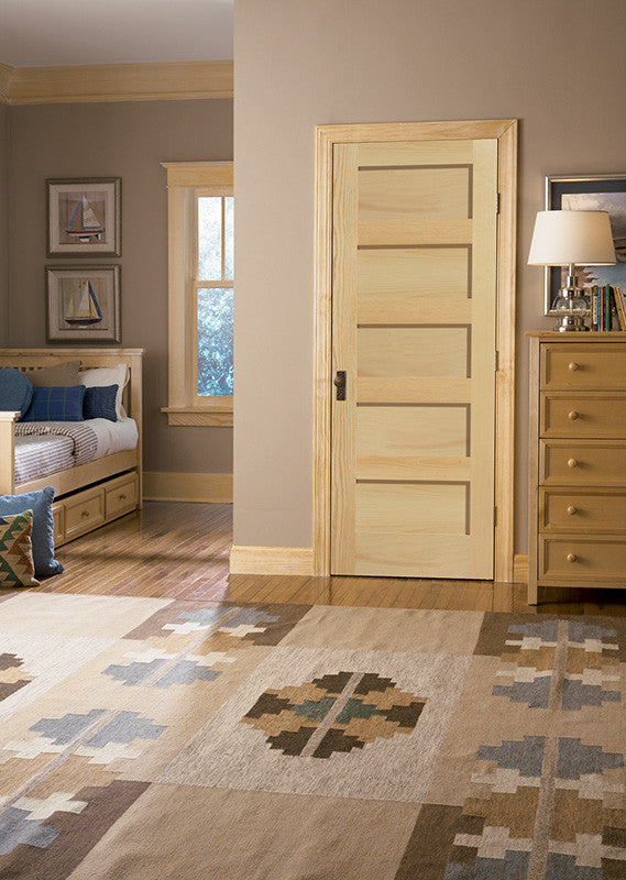 5 Panel Shaker Style Clear Pine Wood Interior Door