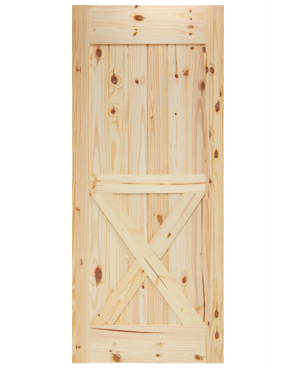 Half X-Brace V-Groove Knotty Pine Barn Door - Image 1