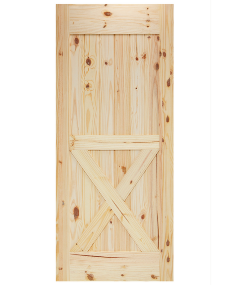 Half X-Brace V-Groove Knotty Pine Barn Door - Image 1