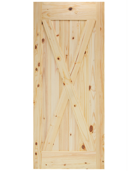 X-Brace V-Groove Knotty Pine Barn Door - Image 1
