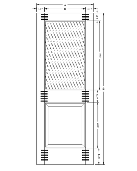1/2 Lite Frosted Glass Over Raised Panel Pine Wood Interior French Door - Image 2