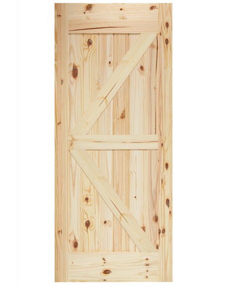 British Brace V-Groove Knotty Pine Barn Door - Image 1