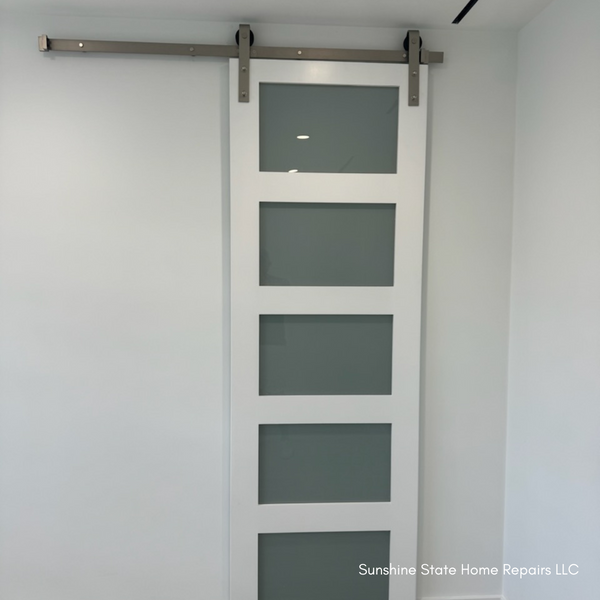 5 Frosted Glass Panel Shaker Style Interior Door (Primed) | Prehung | 2-3/8 Backset