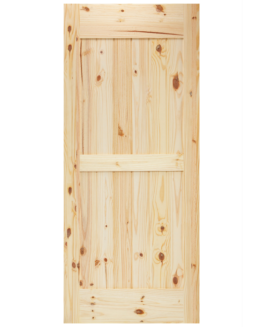Mid-Bar V-Groove Knotty Pine Barn Door - Image 1