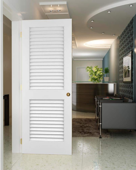 2 Plantation Louver Panel Interior Pine Wood Closet Door (Primed) - Image 2