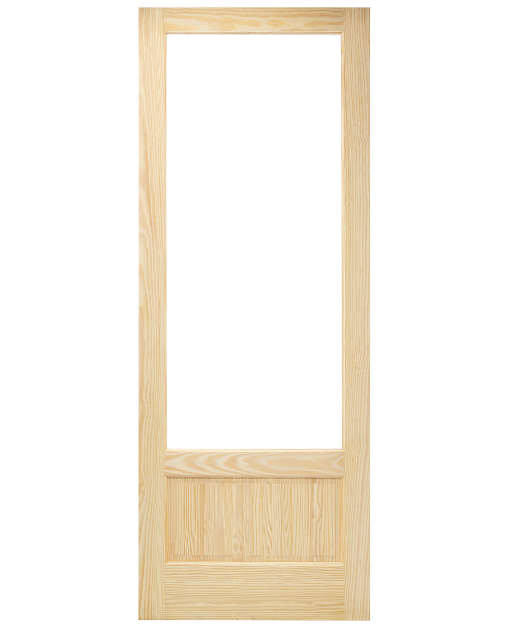 3/4 Single Lite Glass Over Raised Panel Pine Wood Exterior Door - Image 2
