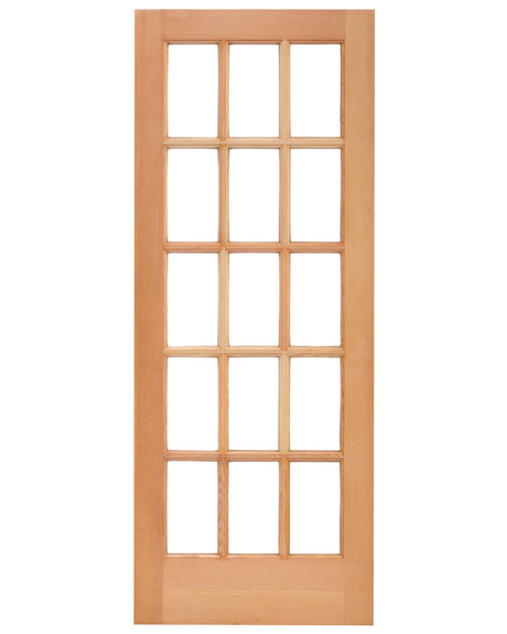 15 Lite Fir Wood Glass Panel French Exterior Door - Image 1