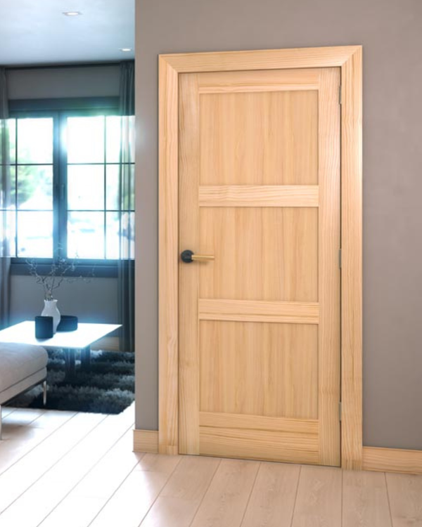 Puerta interior estilo shaker cuadrada de 3 paneles