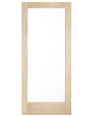 Single Lite Pine Wood Glass Panel Exterior Door