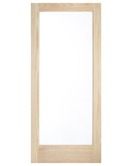 Single Lite Pine Wood Glass Panel Exterior Door - Image 1