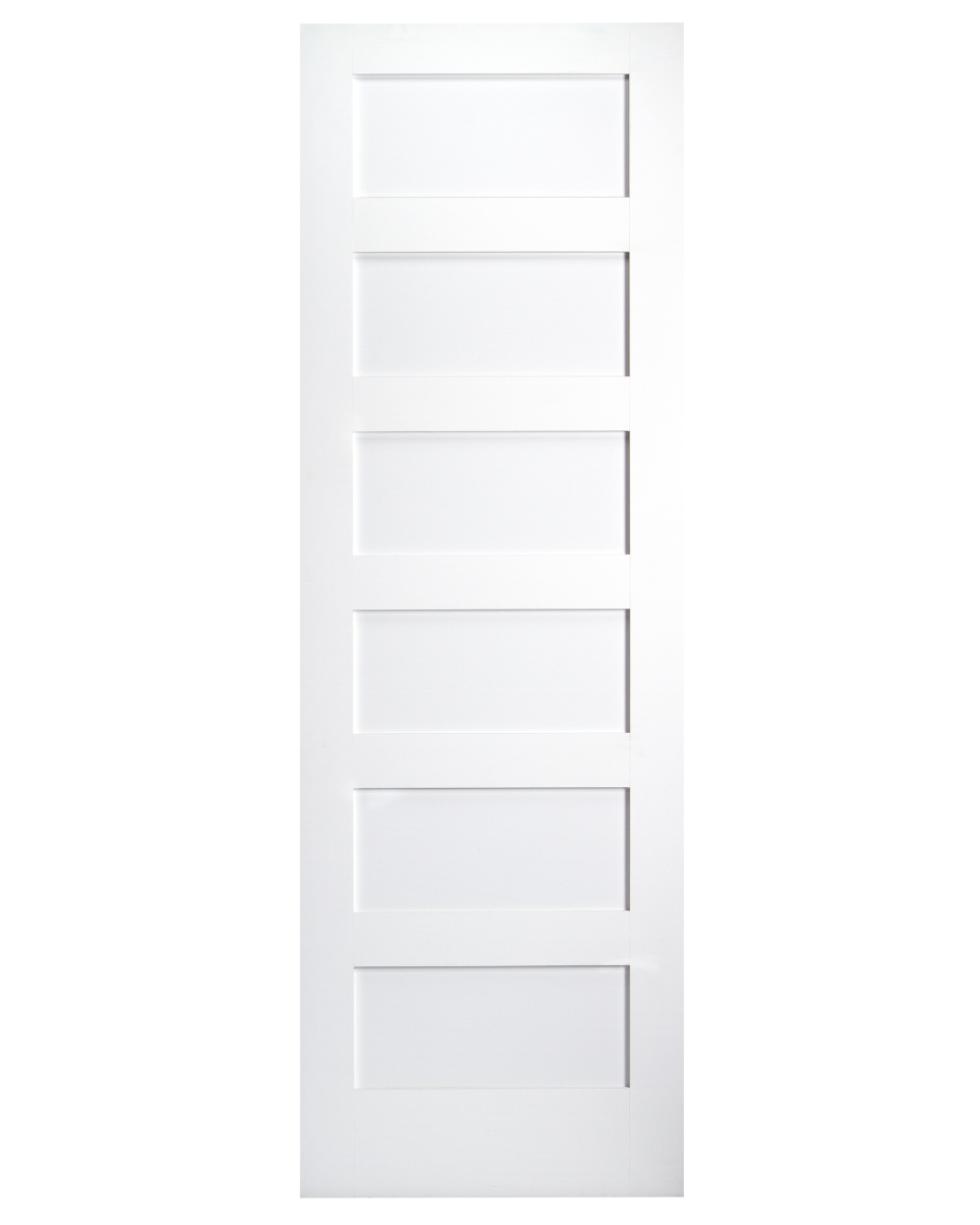 6 Panel Shaker Style Wood Interior Door (Primed) - Image 1