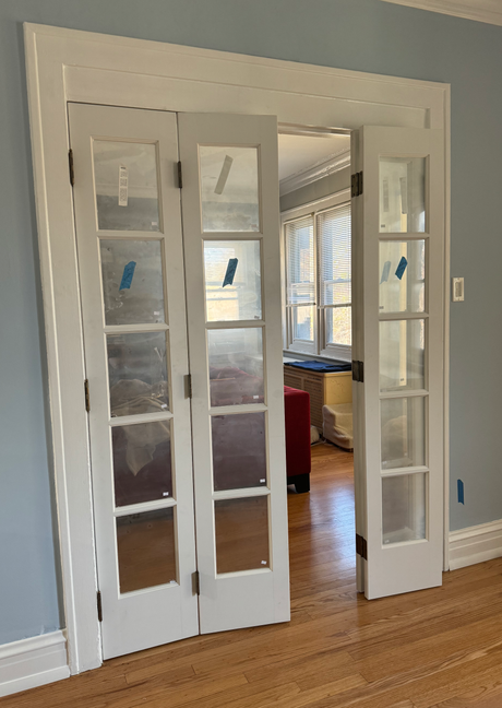 5 Lite Clear Glass Narrow French Primed Wood Interior Door - Image 2