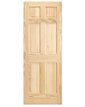 6 Panel Raised Double Hip Solid Pine Interior Prehung Door