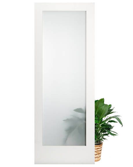 Single Lite Frosted Glass Shaker Style Primed Wood Interior Door - Image 1