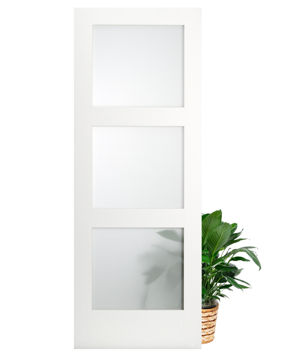 Puerta interior estilo Shaker con 3 paneles de vidrio esmerilado (imprimada) - Image 1