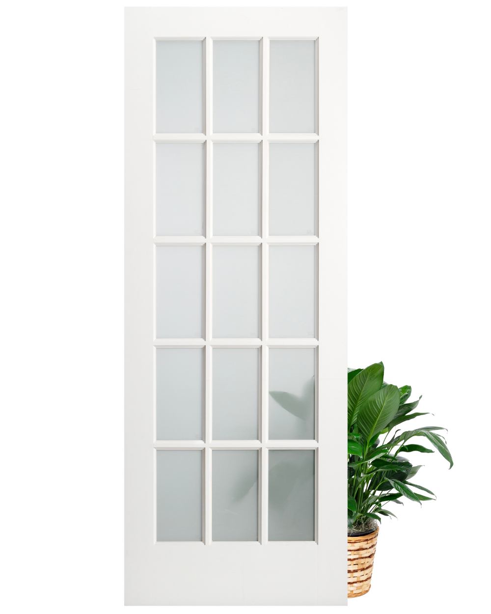 15 Lite Frosted Glass French Primed Wood Interior Door - Image 1