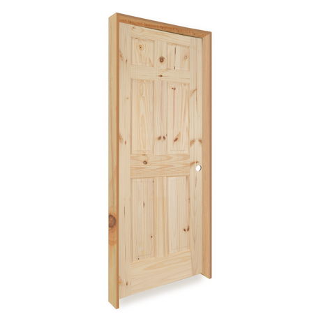 Prehung 6 Panel Knotty Pine Single Hip Interior Door - Image 2