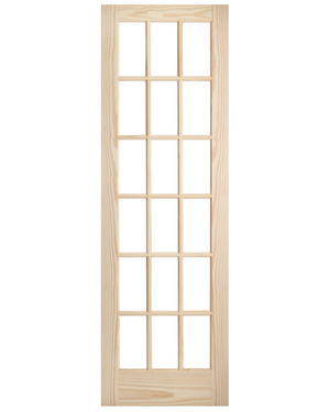 18 Lite Solid Core Pine Wood Glass Panel French Interior Door
