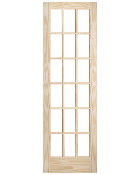 18 Lite Solid Core Pine Wood Glass Panel French Interior Door - Image 1