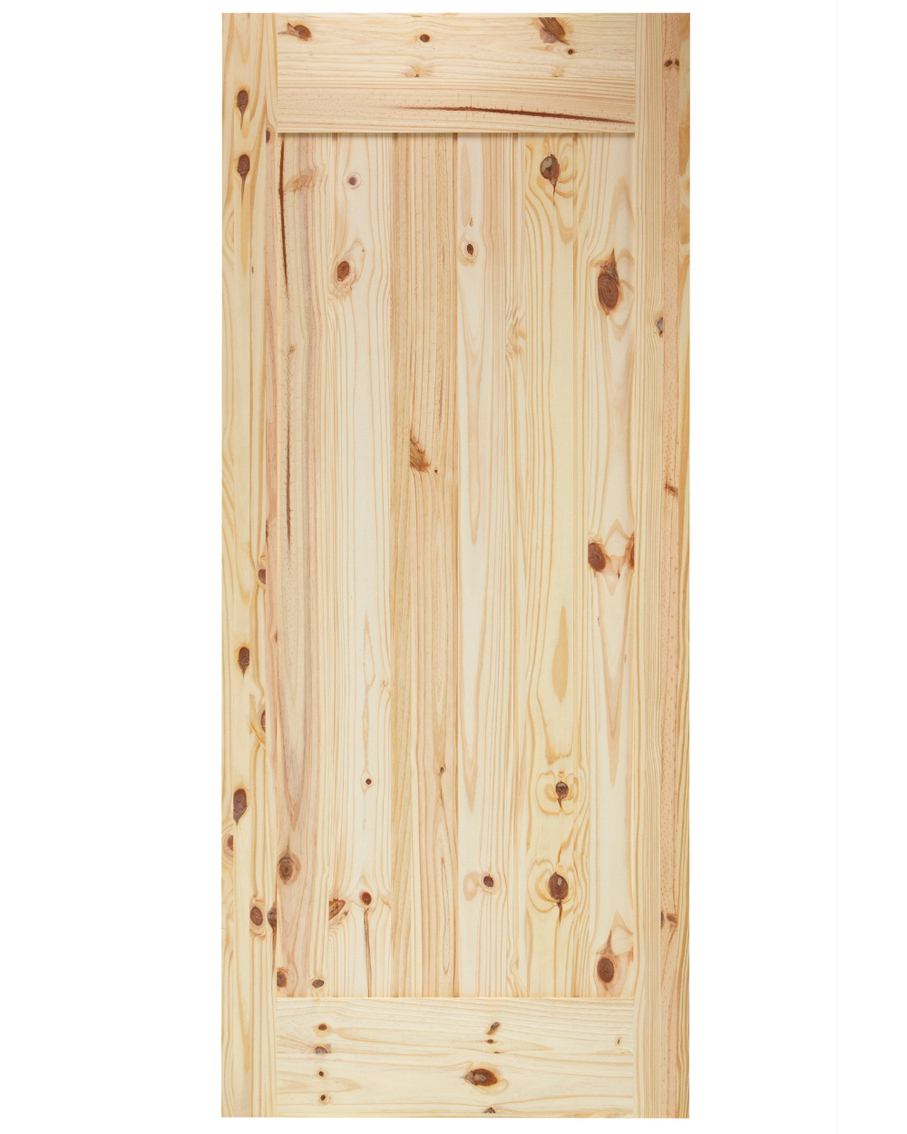 Single Panel V-Groove Knotty Pine Wood Interior Barn Door - Image 1