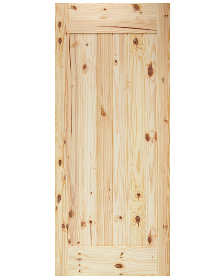 Single Panel V-Groove Knotty Pine Wood Interior Barn Door - Image 1