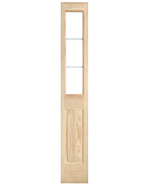 3 Lite Over Raised Panel Front Door Pine Wood Sidelite with Tempered Glass