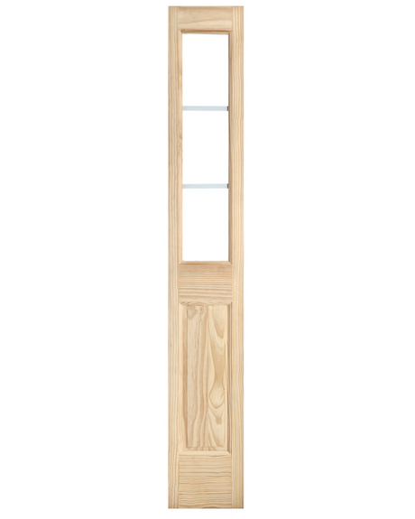 3 Lite Over Raised Panel Front Door Pine Wood Sidelite with Tempered Glass - Image 1