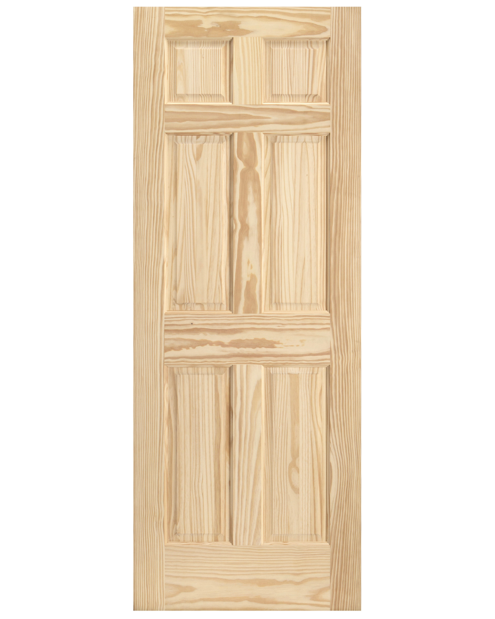 6 Panel Raised Single Hip Pine Wood Interior Door - Image 1