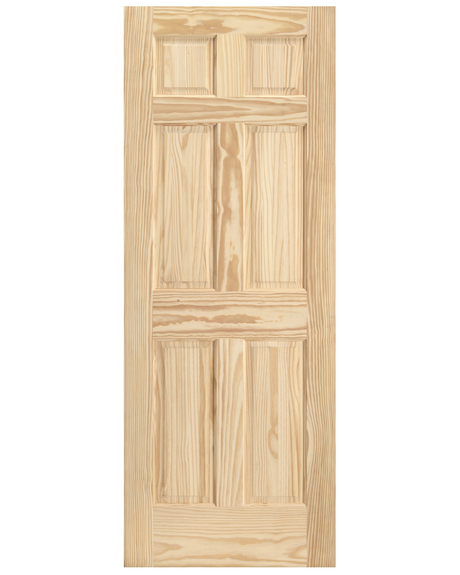 6 Panel Raised Single Hip Pine Wood Interior Door - Image 1