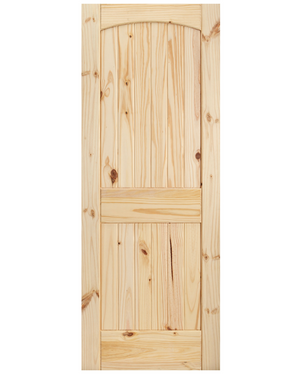 2 Panel Arch Top V-Groove Knotty Pine Wood Interior Door