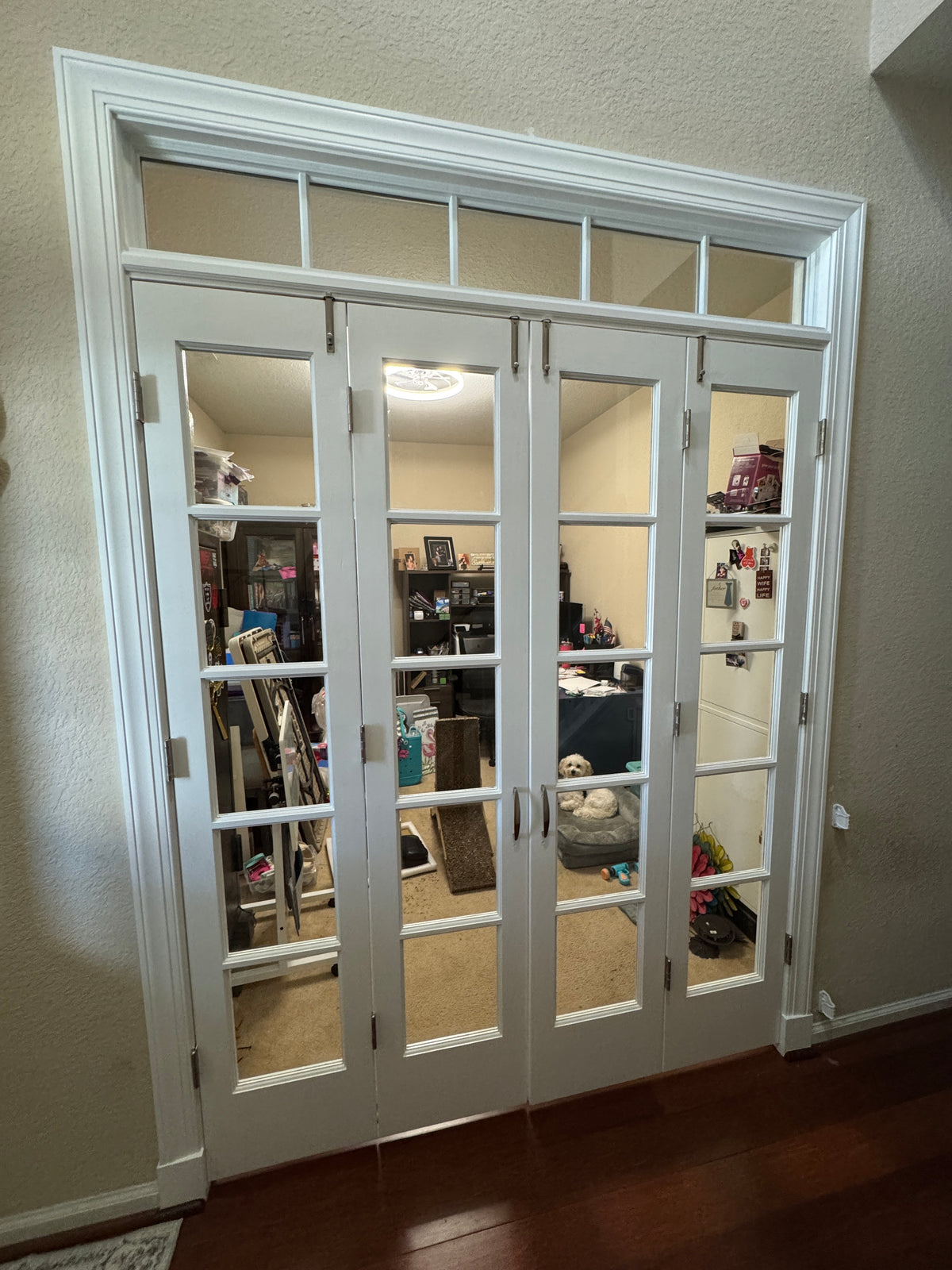 5 Lite Frosted Glass French Primed Wood Interior Door - Image 7
