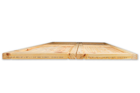 2 Panel Arch Top V-Groove Knotty Pine Wood Bifold Interior Door - Image 6