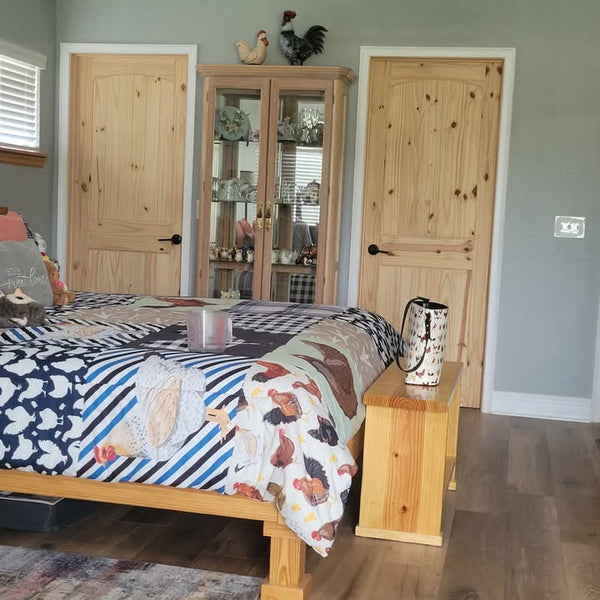 2 Panel Arch Top V-Groove Knotty Pine Interior Door | Prehung | 2-3/8 Backset