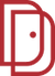 Red logo with a white dot on a black background