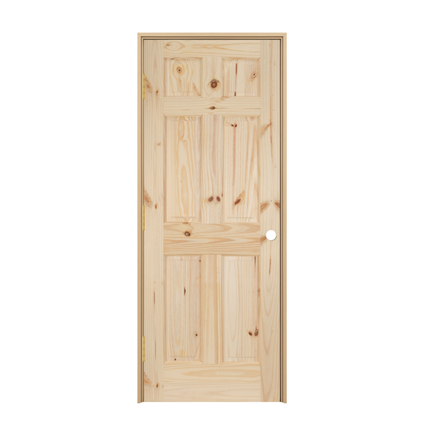 Prehung 6 Panel Knotty Pine Single Hip Interior Door