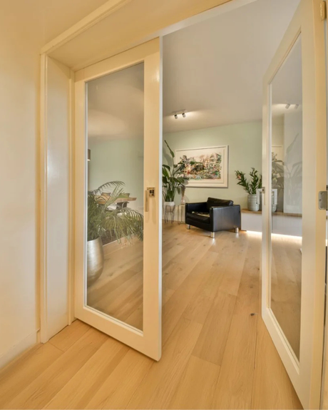 Single Lite Clear Glass Shaker Style Primed Wood Interior Door - Image 3