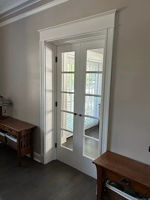 5 Lite Clear Glass Narrow French Primed Wood Interior Door - Image 7