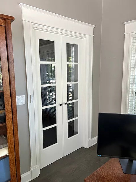 5 Lite Clear Glass Narrow French Primed Wood Interior Door - Image 8