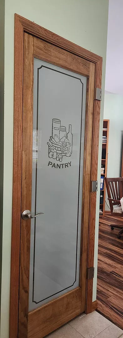 Single Lite Decorative Glass Clear Pine Wood Pantry Door - Image 3