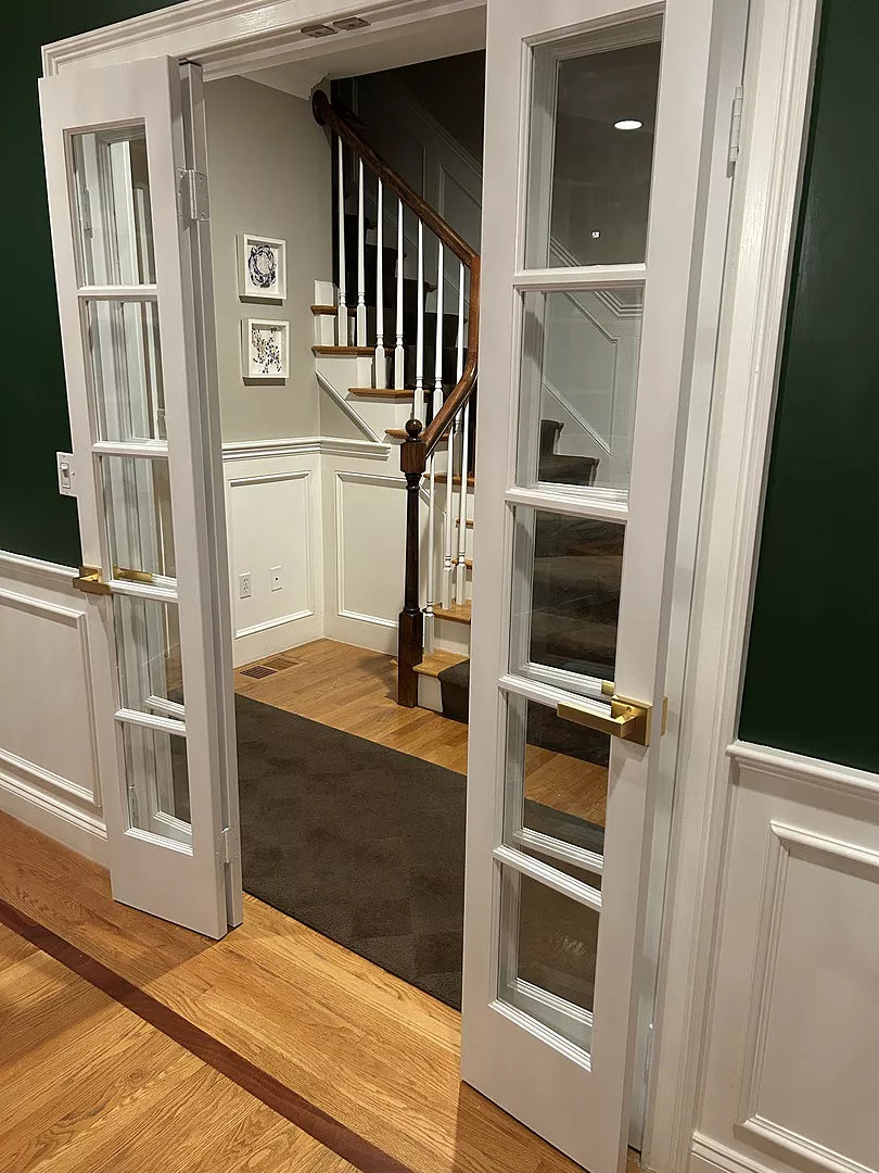 5 Lite Clear Glass Narrow French Primed Wood Interior Door - Image 5