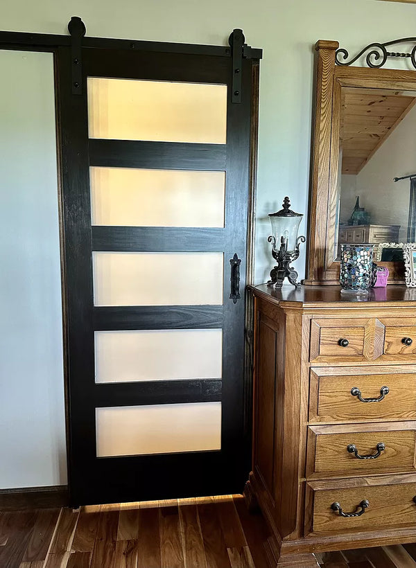 5 Frosted Glass Panel Shaker Style Interior Door (Primed) | Prehung | 2-3/8 Backset