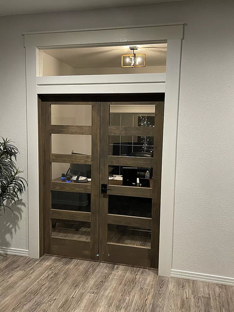 5 Clear Glass Panel Shaker Style Wood Interior Door - Image 3