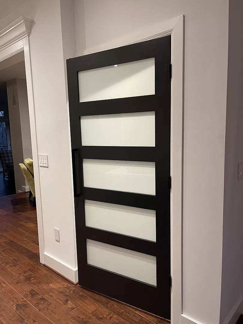 5 Frosted Glass Panel Shaker Style Interior Door (Primed)