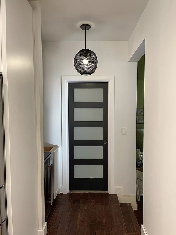 5 Frosted Glass Panel Shaker Style Interior Door (Primed) | Prehung | 2-3/8 Backset
